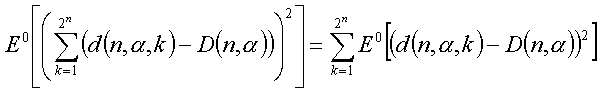 E^0[(sum(k=1..2^n)(d(n,alfa,k)-D(n,alfa))r)^2]