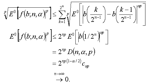 p-norm van f(b;n,alfa) is hoogstens som(k=1..2^n) p-norm van b(k/2^n)-b((k-1)/2^n) en dit convergeert naar 0 voor n->infty