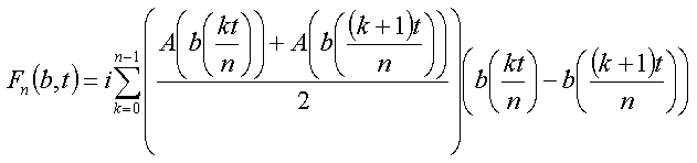 F_n(b,t) = i som(k=0..n-1)(A(b(kt/n))+A(b((k+1)t/n)))/2 (b(kt/n) - b((k+1)t/n)