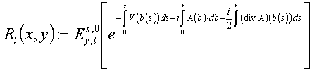 R_t(x,y) := E^x,0_y,t[exp(-int_0^t V(b(s))ds-i int_0^t A(b)/db-(i/2)int_0^t(div A)(b(s))ds)]