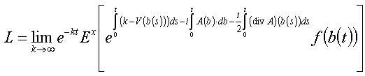 L = lim_k->infty exp(-kt)E^x[exp(k-int_0^t V_k(b(s))ds-i int_0^t A(b)/db-(i/2)int_0^t(div A)(b(s))ds)f(b(t))]