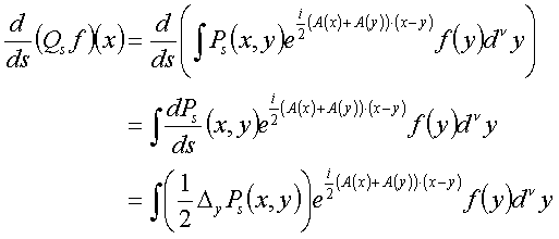 (d/ds)(Q_s f)(x) = int((1/2)Delta y P_s(x,y))exp((i/2)(A(x)+A(y))(x-y))f(y)dy