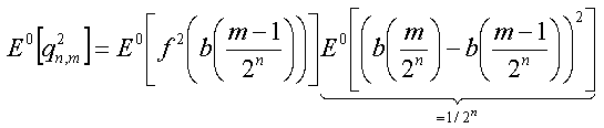 E^0[q_n,m^2]=E^0[f^2(b((m-1)/2^n))]/2^n