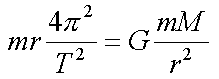 m.r.4 pi^2/T^2 = G.m.M/r^2